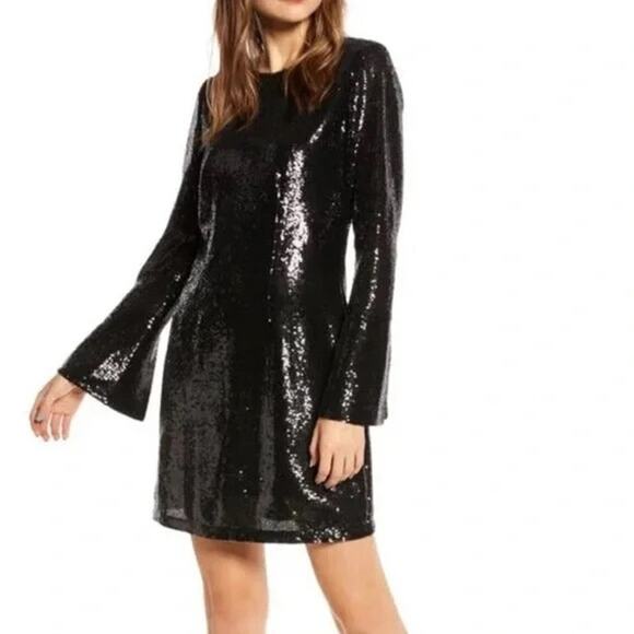 NWT Something Navy Sequins Black Mini Dress Women’s Size XS - Picture 1 of 13